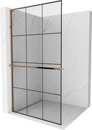 Mexen Kioto+ L paroi de douche avec étagère Walk-in 100 x 200 cm, motif noir, or rose - 800-100-123-60-77