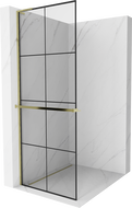 Mexen Kioto+ L paroi de douche avec étagère Walk-in 80 x 200 cm, grille noire, or - 800-080-123-50-77