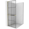 Mexen Kioto+ L paroi de douche avec étagère Walk-in 90 x 200 cm, grille noire, or - 800-090-123-50-77