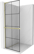 Mexen Kioto+ L paroi de douche avec étagère Walk-in 70 x 200 cm, grille noire, doré brossé - 800-070-123-55-77