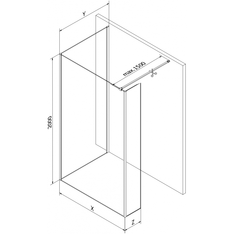 Mexen Kioto paroi de douche Walk-in 100 x 85 x 30 cm, transparent, gun metal - 800-100-085-221-95-00-030