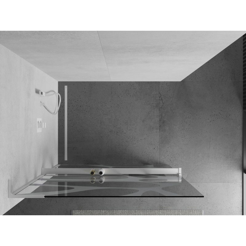 Mexen Kioto+ L paroi de douche avec étagère Walk-in 120 x 200 cm, vague blanche, blanc - 800-120-123-20-97