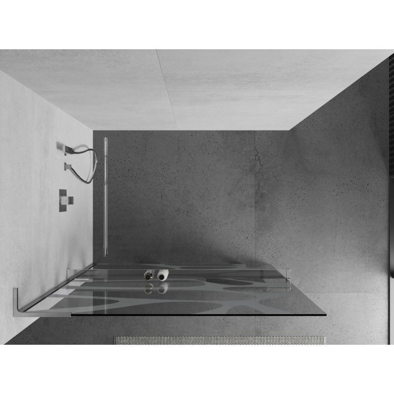 Mexen Kioto+ L paroi de douche avec étagère Walk-in 70 x 200 cm, vague blanche, chrome - 800-070-123-01-97