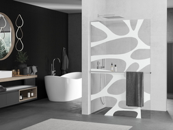 Mexen Kioto+ L paroi de douche avec étagère Walk-in 90 x 200 cm, motif blanc, chrome - 800-090-123-01-97