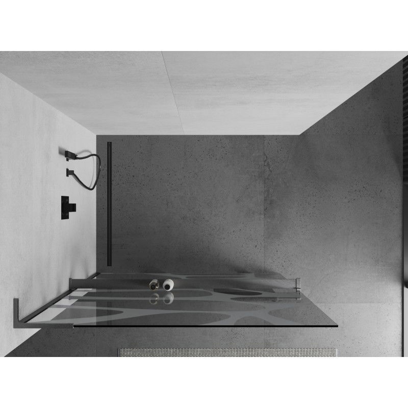 Mexen Kioto+ L paroi de douche avec étagère Walk-in 70 x 200 cm, vague blanche, gris canon brossé - 800-070-123-66-97