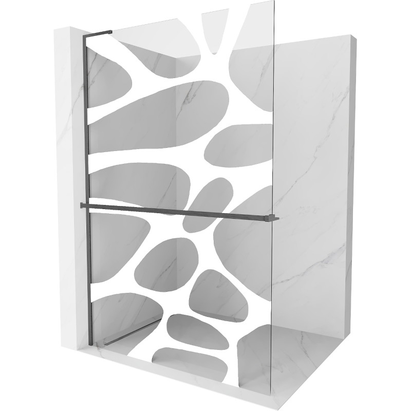 Mexen Kioto+ L paroi de douche avec étagère Walk-in 100 x 200 cm, vague blanche, gris canon brossé - 800-100-123-66-97