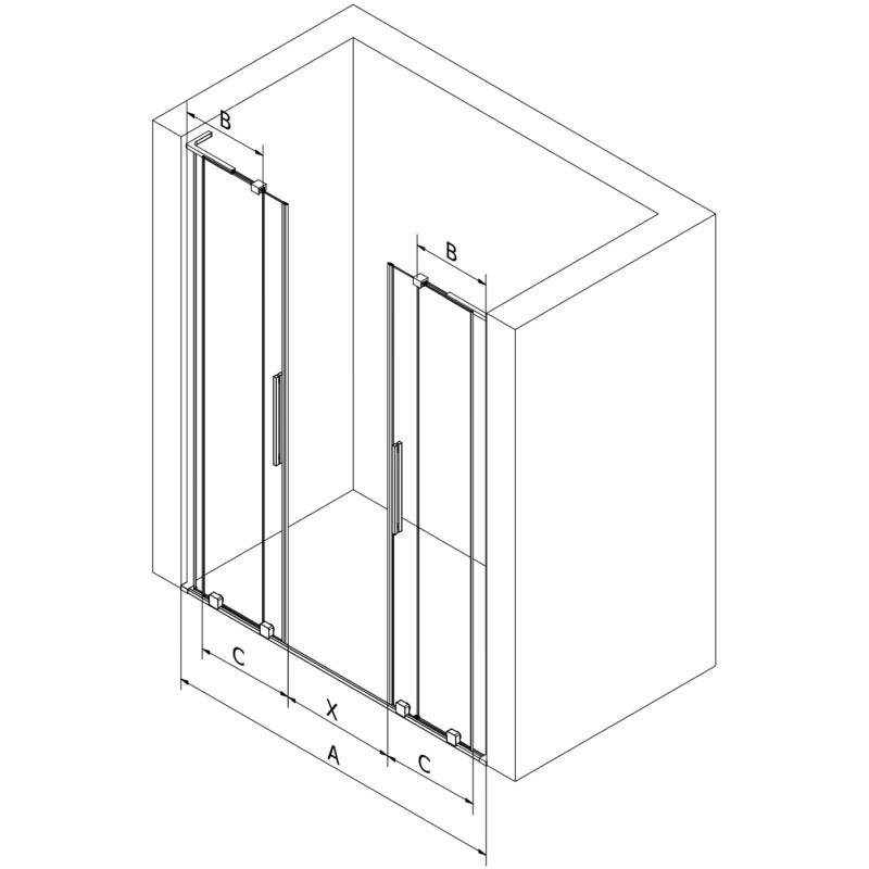 Mexen Velar L Duo portes de douche coulissantes 170 cm, dépoli, gris pistolet brossé - 871-170-003-32-66
