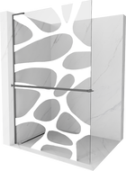 Mexen Kioto+ L paroi de douche avec étagère Walk-in 100 x 200 cm, vague blanche, gun metal - 800-100-123-95-97