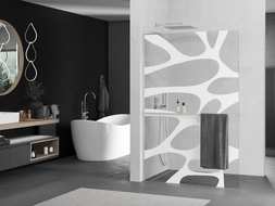 Mexen Kioto+ L paroi de douche avec étagère Walk-in 70 x 200 cm, motif blanc, nickel brossé - 800-070-123-97-97