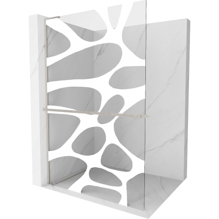 Mexen Kioto+ L paroi de douche avec étagère Walk-in 80 x 200 cm, motif blanc, nickel brossé - 800-080-123-97-97