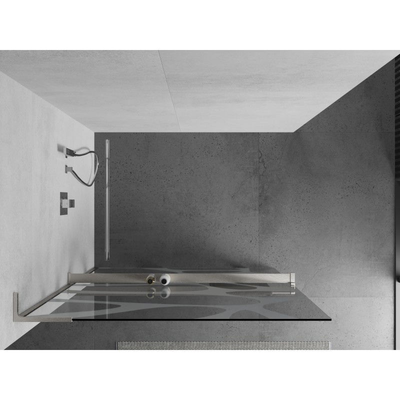 Mexen Kioto+ L paroi de douche avec étagère Walk-in 90 x 200 cm, vague blanche, nickel brossé - 800-090-123-97-97