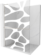 Mexen Kioto+ L paroi de douche avec étagère Walk-in 90 x 200 cm, vague blanche, nickel brossé - 800-090-123-97-97
