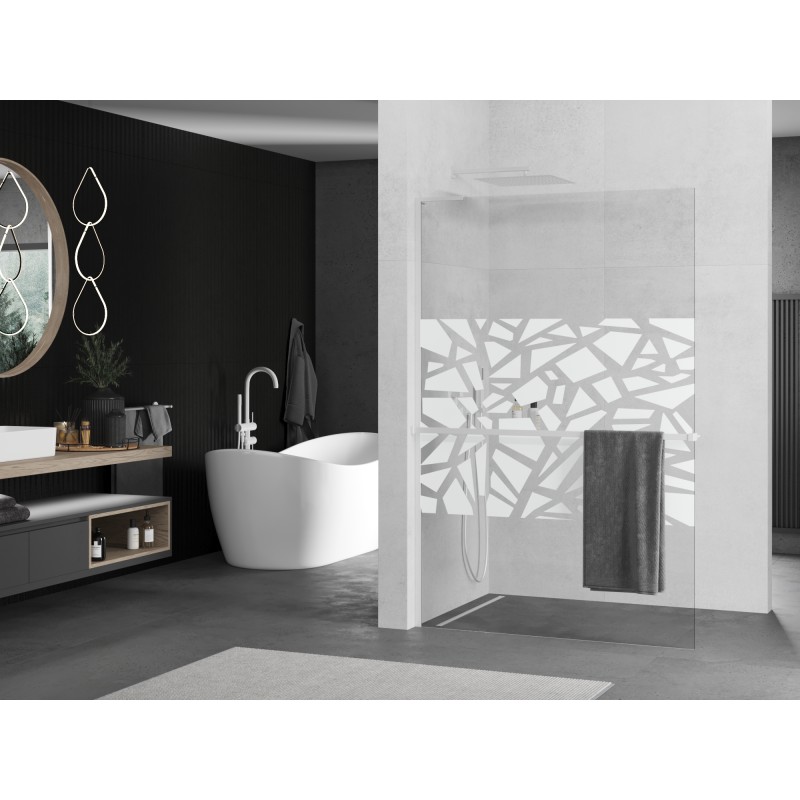 Mexen Kioto+ L paroi de douche avec étagère Walk-in 70 x 200 cm, motif blanc, blanc - 800-070-123-20-85