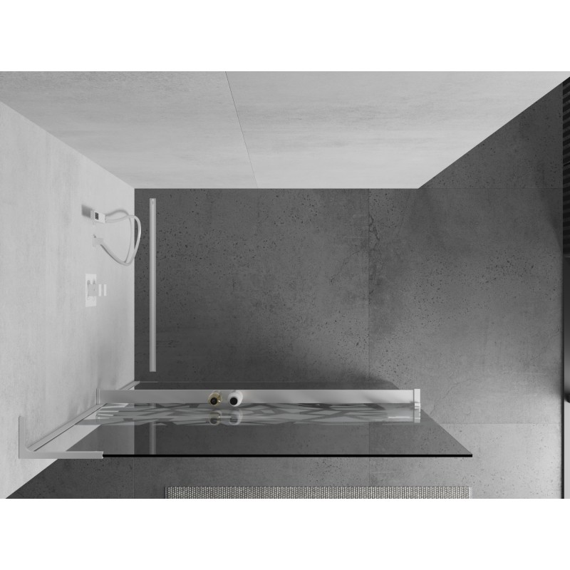 Mexen Kioto+ L paroi de douche avec étagère Walk-in 70 x 200 cm, motif blanc, blanc - 800-070-123-20-85