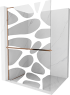 Mexen Kioto+ L paroi de douche avec étagère Walk-in 70 x 200 cm, motif blanc, or rose - 800-070-123-60-97