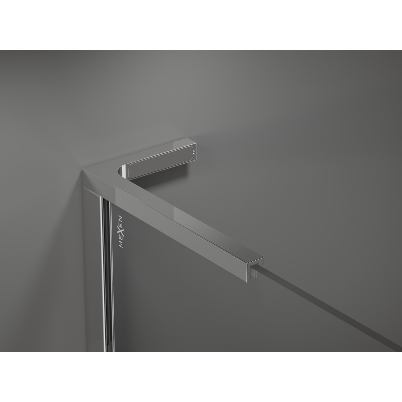 Mexen Kioto+ L paroi de douche avec étagère Walk-in 90 x 200 cm, motif blanc, chrome - 800-090-123-01-85