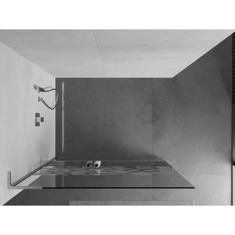 Mexen Kioto+ L paroi de douche avec étagère Walk-in 100 x 200 cm, motif blanc, chrome - 800-100-123-01-85