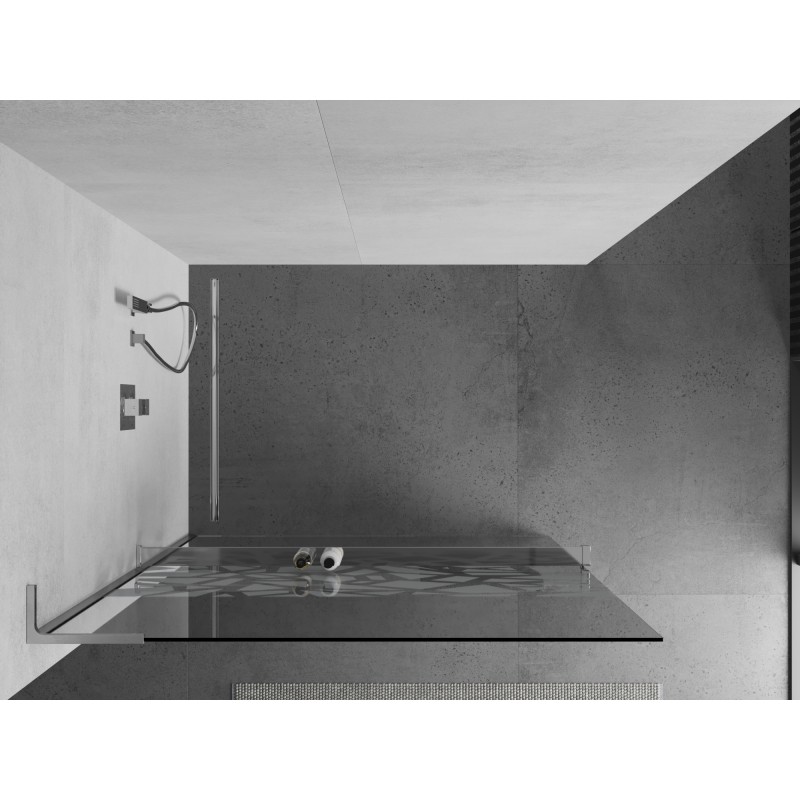 Mexen Kioto+ L paroi de douche avec étagère Walk-in 110 x 200 cm, motif blanc, chrome - 800-110-123-01-85
