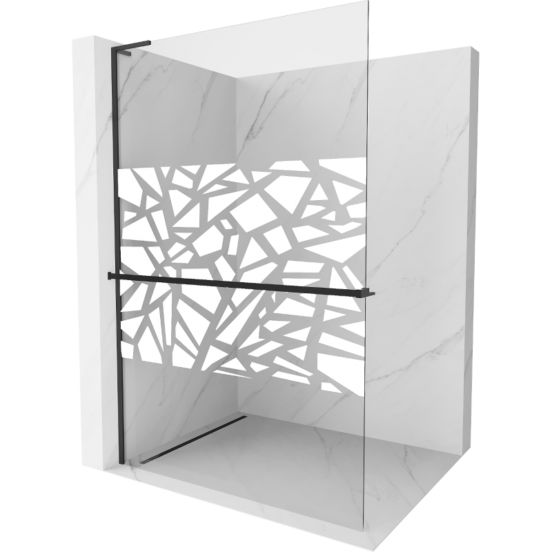 Mexen Kioto+ L paroi de douche avec étagère Walk-in 70 x 200 cm, motif blanc, noir - 800-070-123-70-85