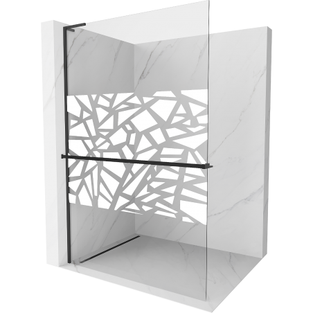 Mexen Kioto+ L paroi de douche avec étagère Walk-in 70 x 200 cm, motif blanc, noir - 800-070-123-70-85