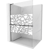 Mexen Kioto+ L paroi de douche avec étagère Walk-in 70 x 200 cm, motif blanc, noir - 800-070-123-70-85