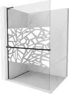 Mexen Kioto+ L paroi de douche avec étagère Walk-in 90 x 200 cm, motif blanc, noir - 800-090-123-70-85