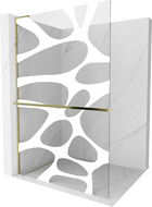 Mexen Kioto+ L paroi de douche avec étagère Walk-in 90 x 200 cm, vague blanche, or - 800-090-123-50-97