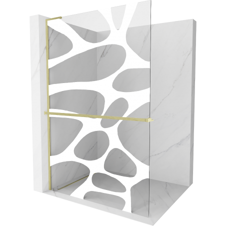Mexen Kioto+ L paroi de douche avec étagère Walk-in 70 x 200 cm, motif blanc, laiton brossé - 800-070-123-55-97