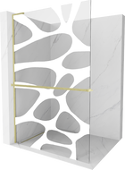 Mexen Kioto+ L paroi de douche avec étagère Walk-in 120 x 200 cm, motif blanc, finition dorée - 800-120-123-55-97