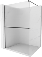 Mexen Kioto+ paroi de douche avec étagère Walk-in 140 x 200 cm, striée, gris canon brossé - 800-140-121-66-09