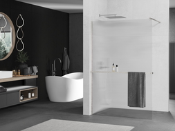 Mexen Kioto+ paroi de douche avec étagère Walk-in 100 x 200 cm, transparent, nickel brossé - 800-100-121-97-09