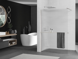 Mexen Kioto+ paroi de douche avec étagère Walk-in 120 x 200 cm, rayures, nickel brossé - 800-120-121-97-09