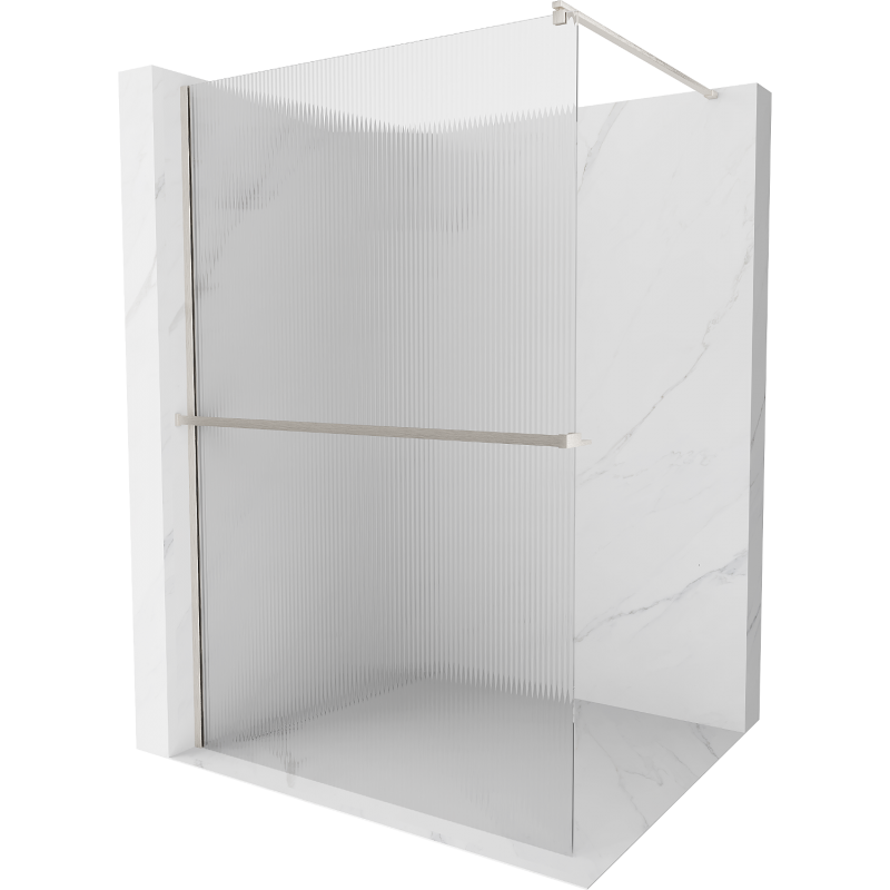 Mexen Kioto+ paroi de douche avec étagère Walk-in 140 x 200 cm, translucide, nickel brossé - 800-140-121-97-09