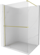 Mexen Kioto+ paroi de douche avec étagère Walk-in 100 x 200 cm, rainures, or brossé - 800-100-121-55-09
