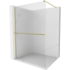 Mexen Kioto+ paroi de douche avec étagère Walk-in 130 x 200 cm, stries, or brossé - 800-130-121-55-09