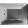 Mexen Kioto+ paroi de douche avec étagère Walk-in 130 x 200 cm, stries, or brossé - 800-130-121-55-09