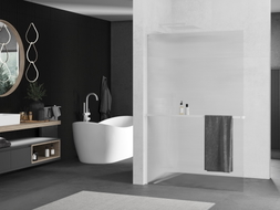 Mexen Kioto+ L paroi de douche avec étagère Walk-in 90 x 200 cm, stries, blanc - 800-090-123-20-09