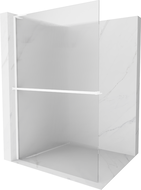 Mexen Kioto+ L paroi de douche avec étagère Walk-in 120 x 200 cm, translucide, blanche - 800-120-123-20-09