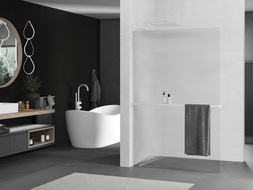 Mexen Kioto+ L paroi de douche avec étagère Walk-in 120 x 200 cm, translucide, blanche - 800-120-123-20-09