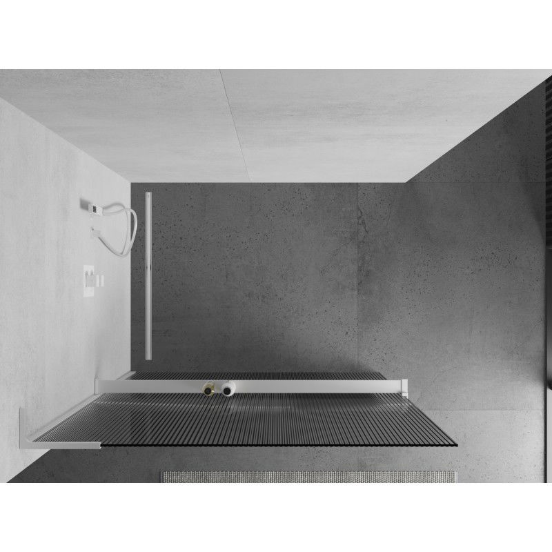 Mexen Kioto+ L paroi de douche avec étagère Walk-in 120 x 200 cm, rayures, blanc - 800-120-123-20-09