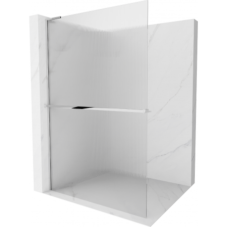 Mexen Kioto+ L paroi de douche avec étagère Walk-in 80 x 200 cm, rayures, chrome - 800-080-123-01-09