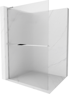 Mexen Kioto+ L paroi de douche avec étagère Walk-in 100 x 200 cm, rayures, chrome - 800-100-123-01-09