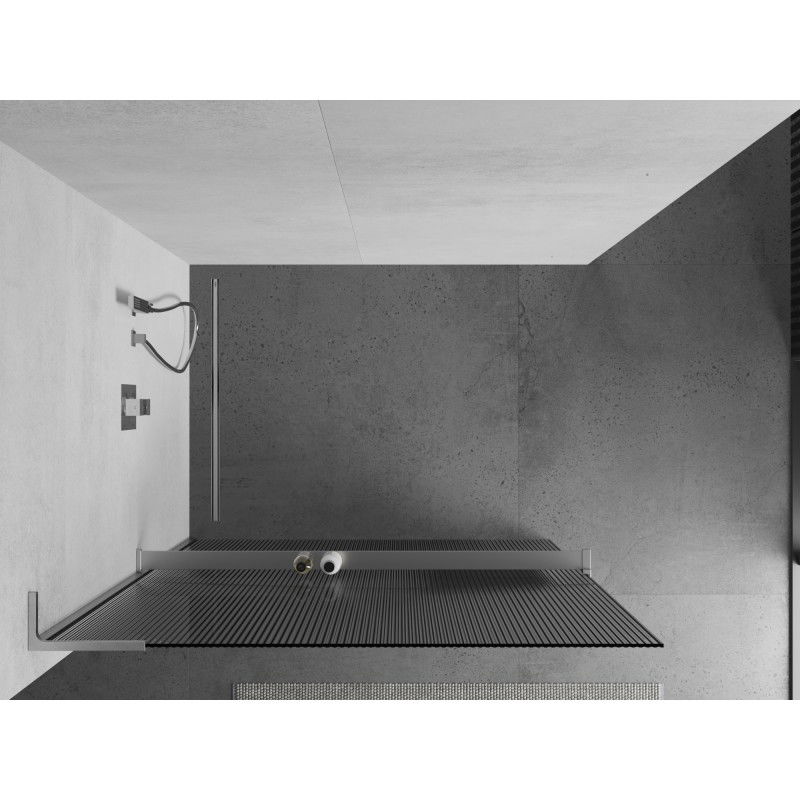 Mexen Kioto+ L paroi de douche avec étagère Walk-in 110 x 200 cm, stries, chrome - 800-110-123-01-09
