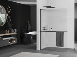 Mexen Kioto+ L paroi de douche avec étagère Walk-in 70 x 200 cm, noir - 800-070-123-70-09
