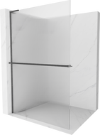 Mexen Kioto+ L paroi de douche avec étagère Walk-in 70 x 200 cm, transparent, gris foncé brossé - 800-070-123-66-09