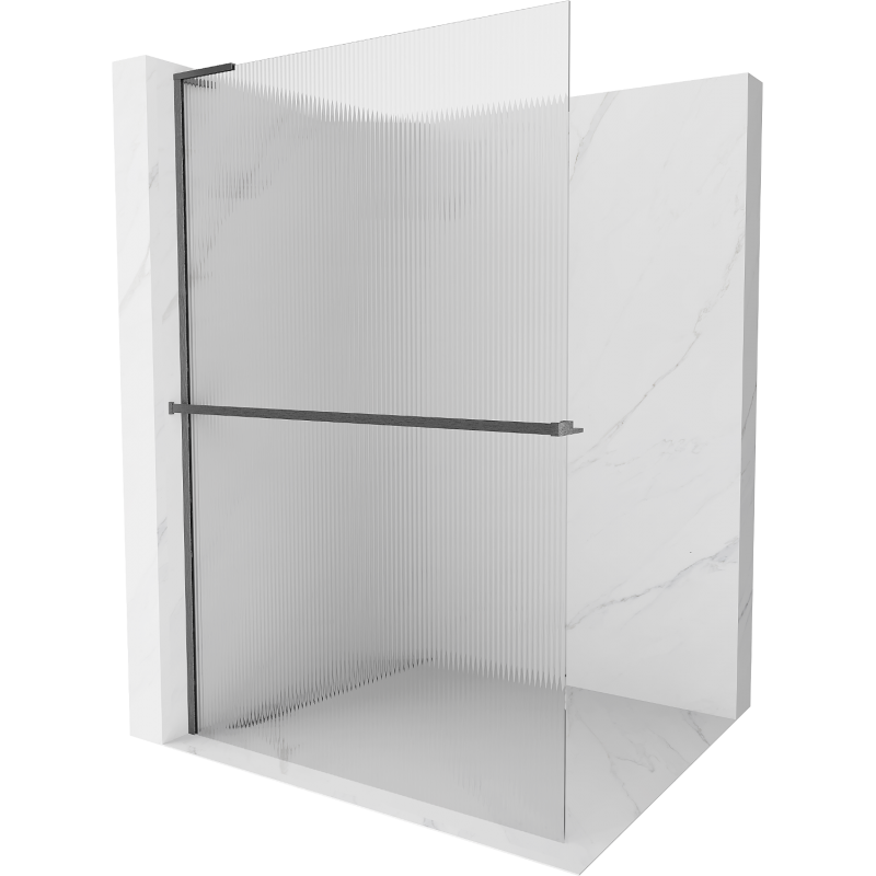 Mexen Kioto+ L cloison de douche avec étagère Walk-in 100 x 200 cm, rayures, gris canon brossé - 800-100-123-66-09