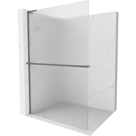 Mexen Kioto+ L paroi de douche avec étagère Walk-in 90 x 200 cm, rayures, métal gun - 800-090-123-95-09