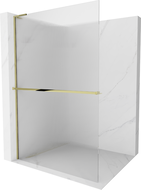 Mexen Kioto+ L paroi de douche avec étagère Walk-in 100 x 200 cm, transparent, doré - 800-100-123-50-09