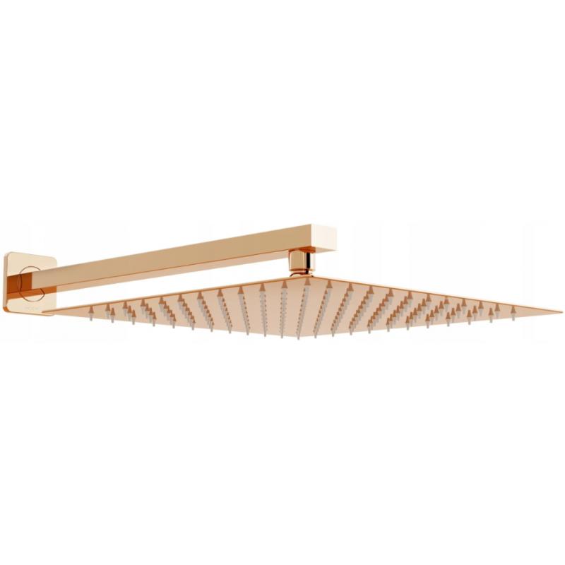 Pommeau de douche carré Mexen Slim 25 x 25 cm avec bras de douche, or rose - 79125112-60