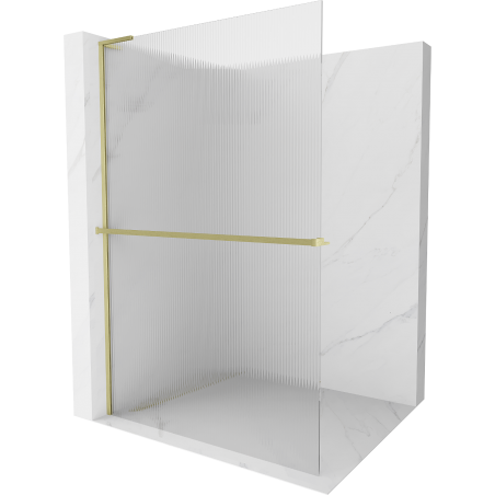 Mexen Kioto+ L paroi de douche avec étagère Walk-in 70 x 200 cm, translucide, doré brossé - 800-070-123-55-09